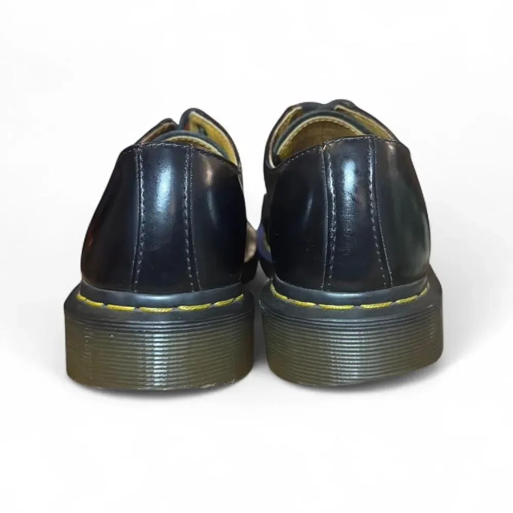 Dr. Martens Black smooth Leather Oxford Shoes Women’s 7 Yellow Stitch Lace Up